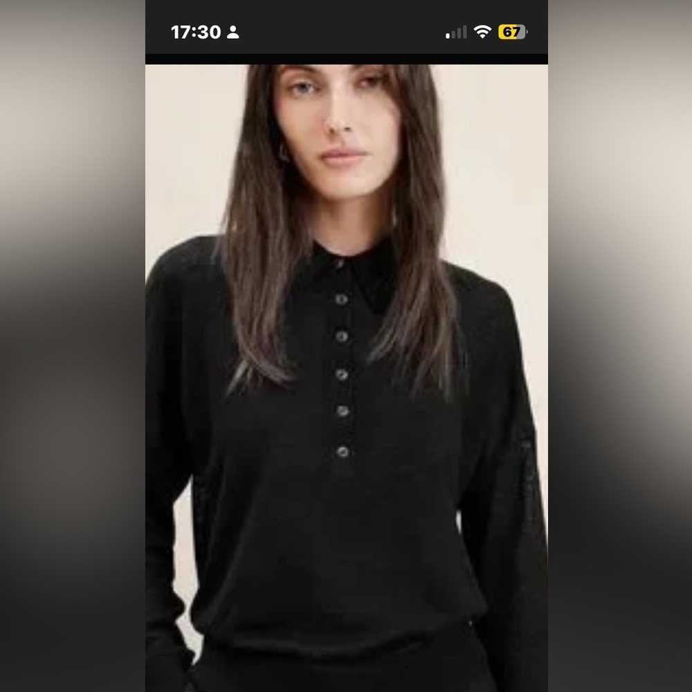 Final Price- No Offers! Banana Republic Black Linen Polo Sweater